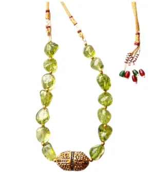 Antique Argento Peridot Necklace in 24kt Gold Foil and Lac