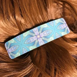 Aqua Lilac Hair Barrette - Arts and Crafts Style Hair Clip