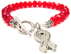 Army Awareness Ribbon Crystal Beaded Toggle Style Bracelet