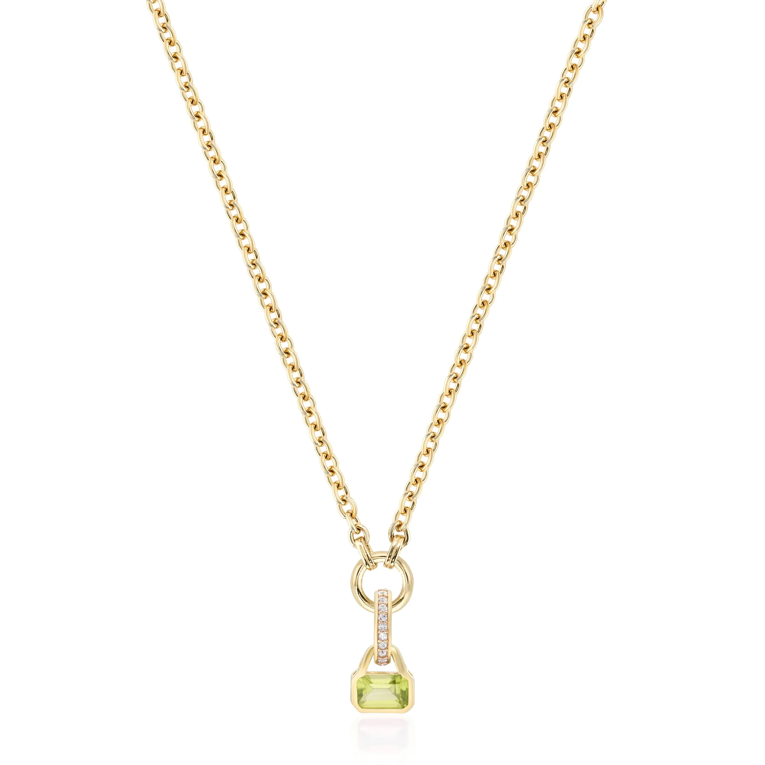 August: Peridot Charm on Carrier Chain