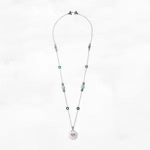 Auspicious Clouds Jade Necklace in Sterling Silver