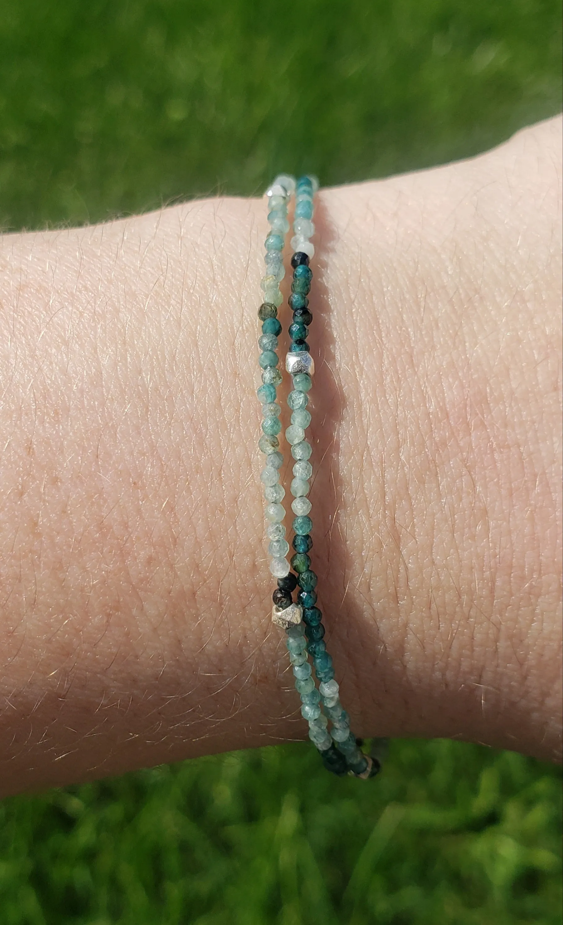 AVF Grandidierite & Silver Beaded Double Strand Bracelet (SI3651 & SI3783)