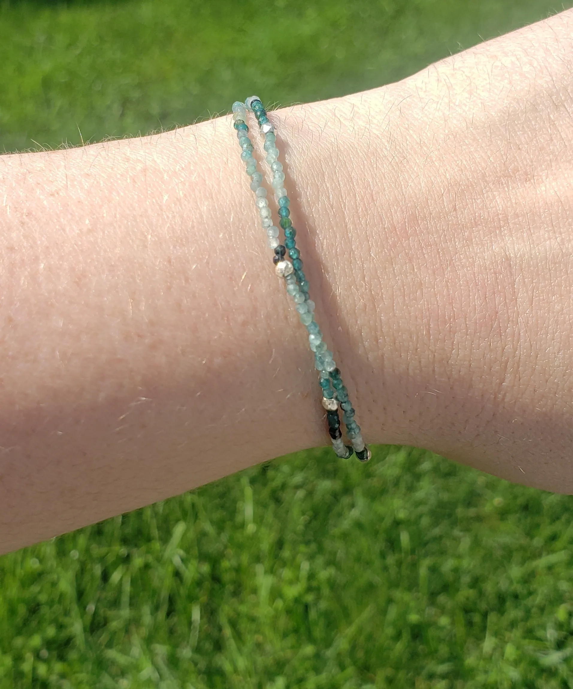 AVF Grandidierite & Silver Beaded Double Strand Bracelet (SI3651 & SI3783)