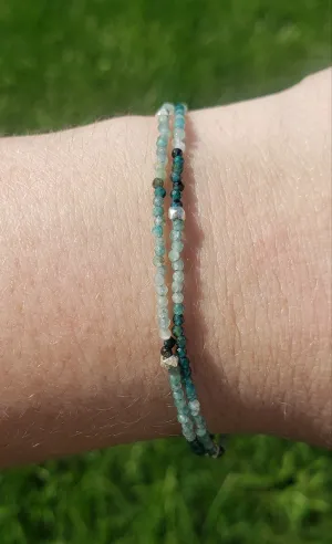 AVF Grandidierite & Silver Beaded Double Strand Bracelet (SI3651 & SI3783)