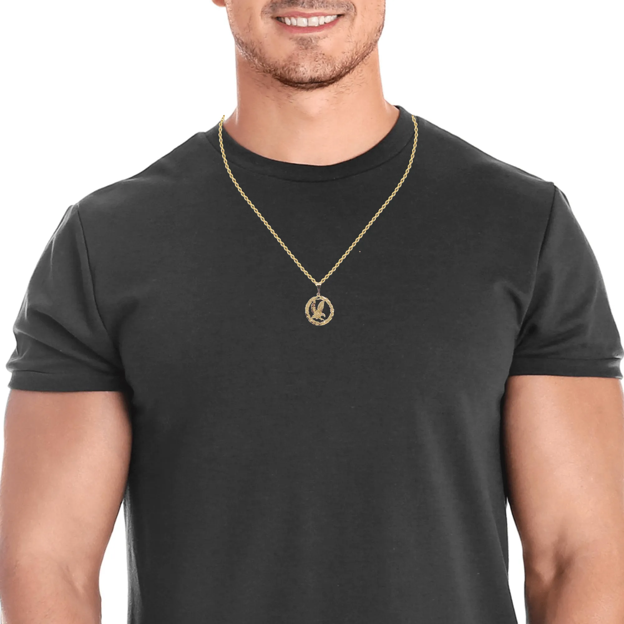 Baikalla 14k Yellow Gold Eagle in Wreath Pendant Necklace