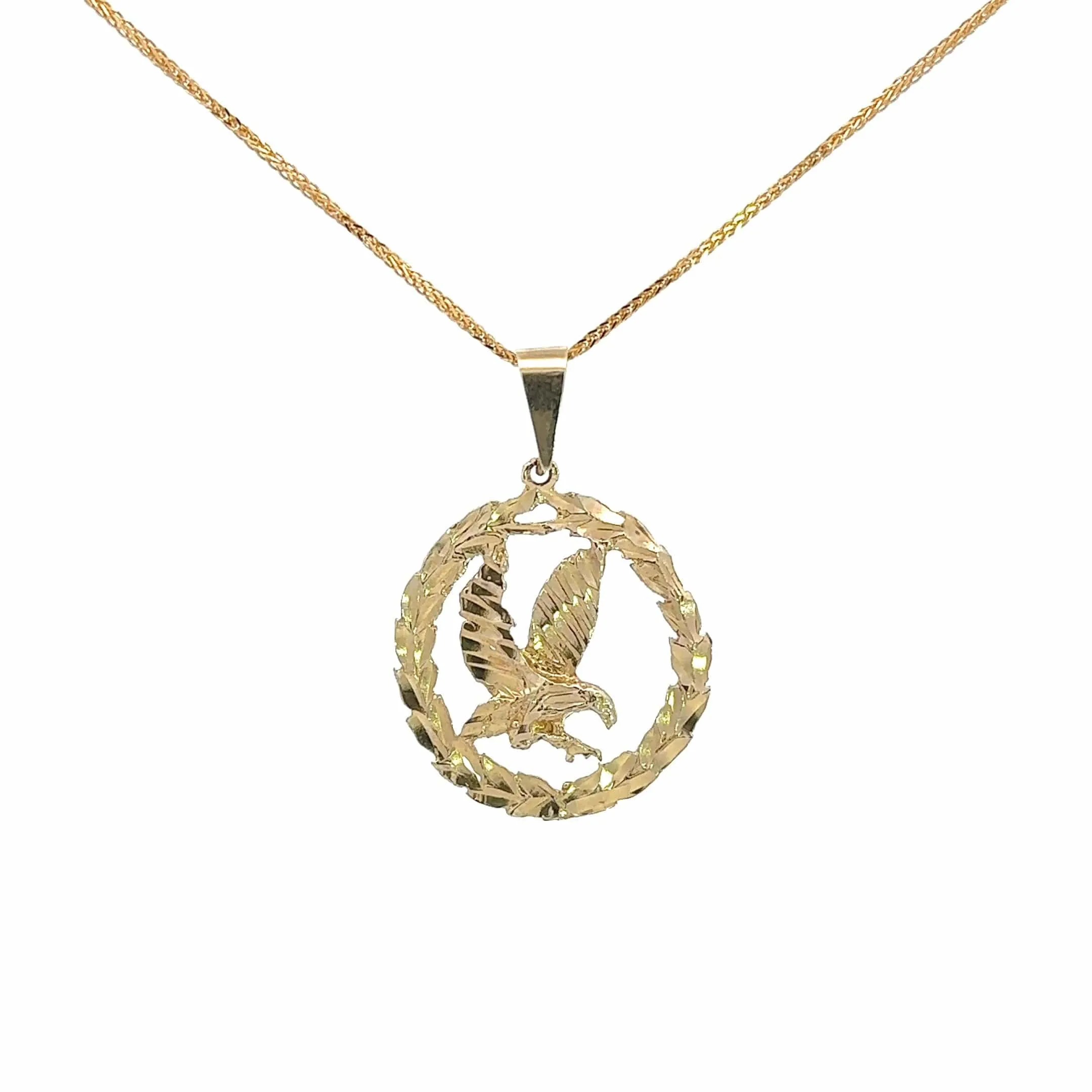 Baikalla 14k Yellow Gold Eagle in Wreath Pendant Necklace