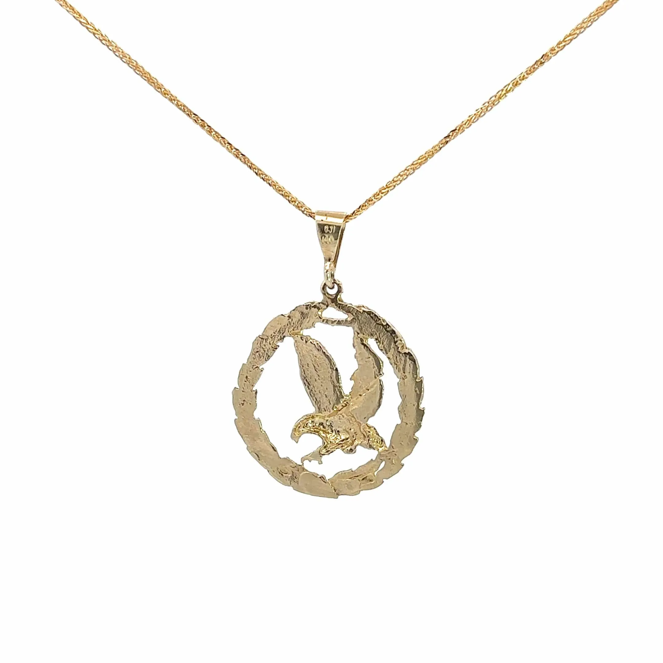 Baikalla 14k Yellow Gold Eagle in Wreath Pendant Necklace