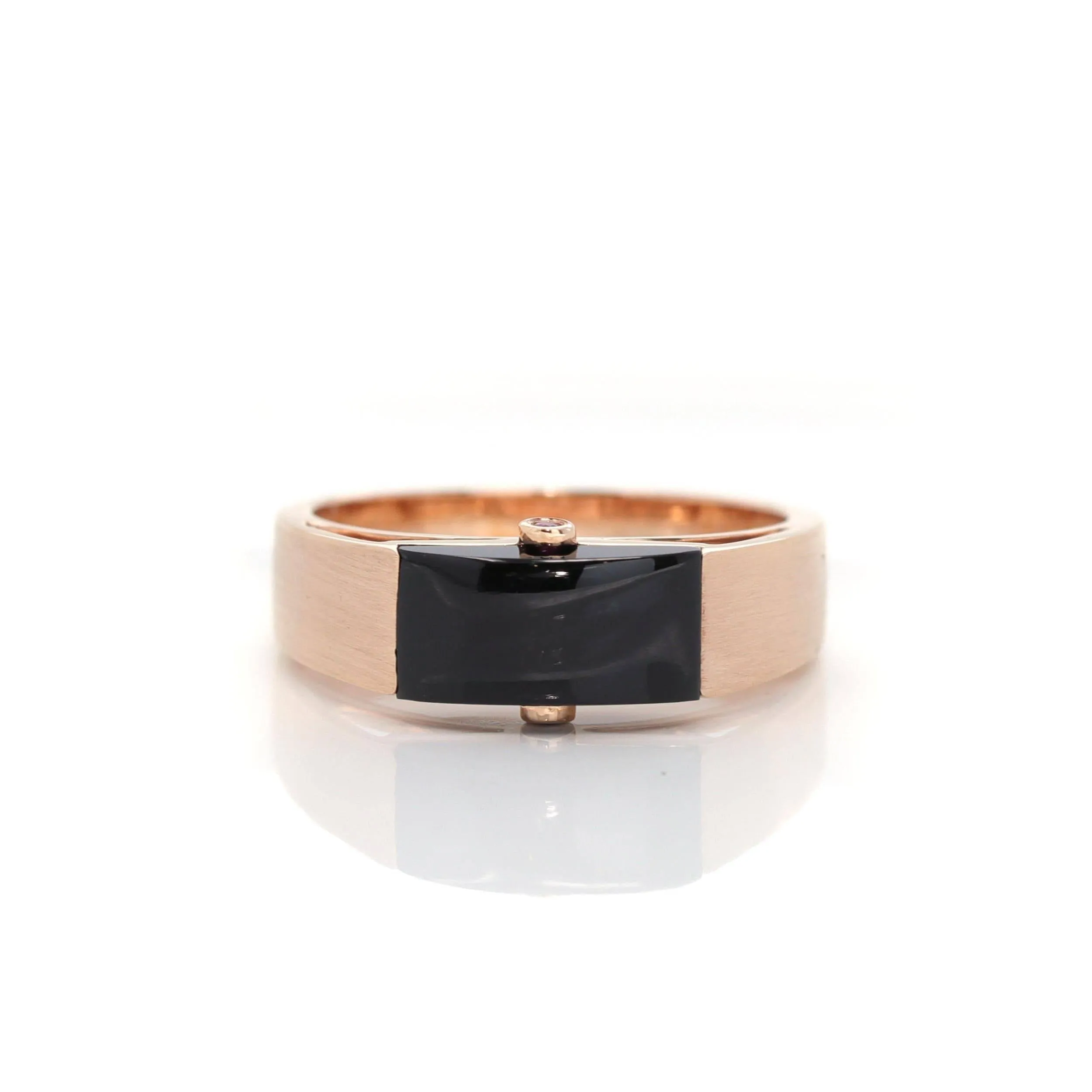 Baikalla™ Genuine Burmese Black Jadeite Jade Ring For Women For Men Pinky Ring