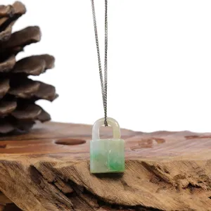 Baikalla Ice and Green Jadeite Jade Lock Necklace Pendant