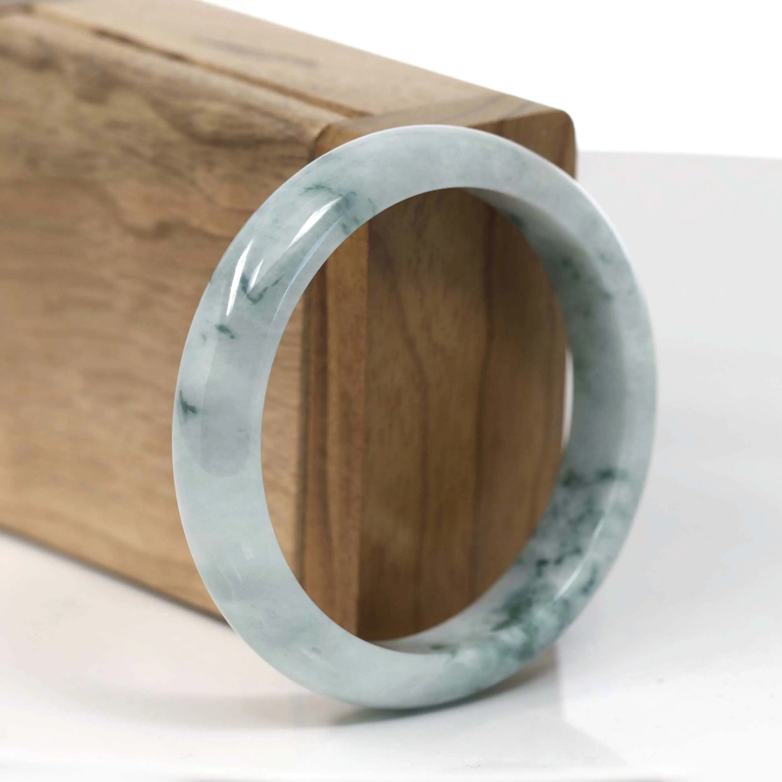 Baikalla Natural Burmese Blue-green Jadeite Jade Bangle Bracelet (55.68mm)#T150