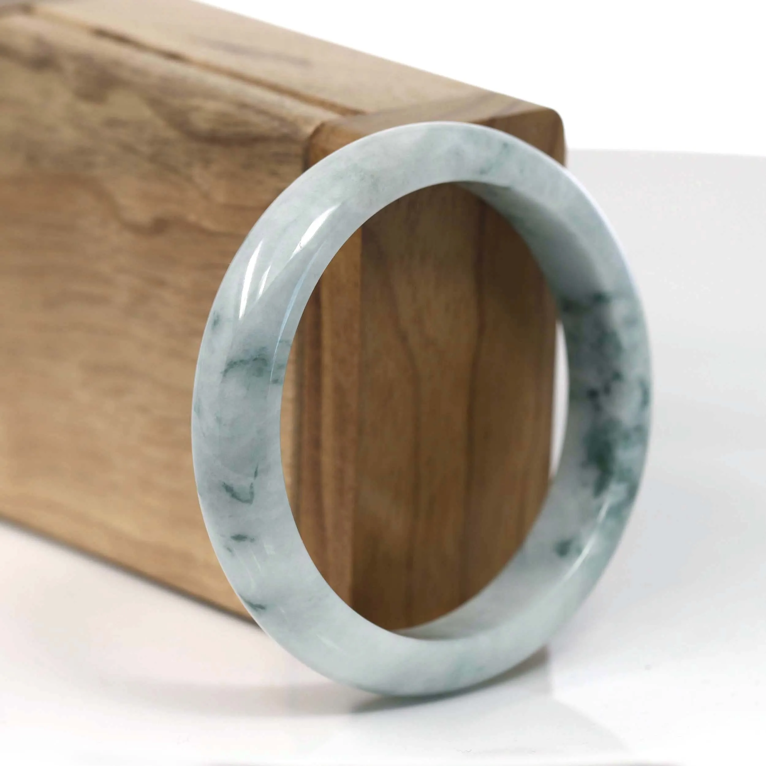 Baikalla Natural Burmese Blue-green Jadeite Jade Bangle Bracelet (55.68mm)#T150