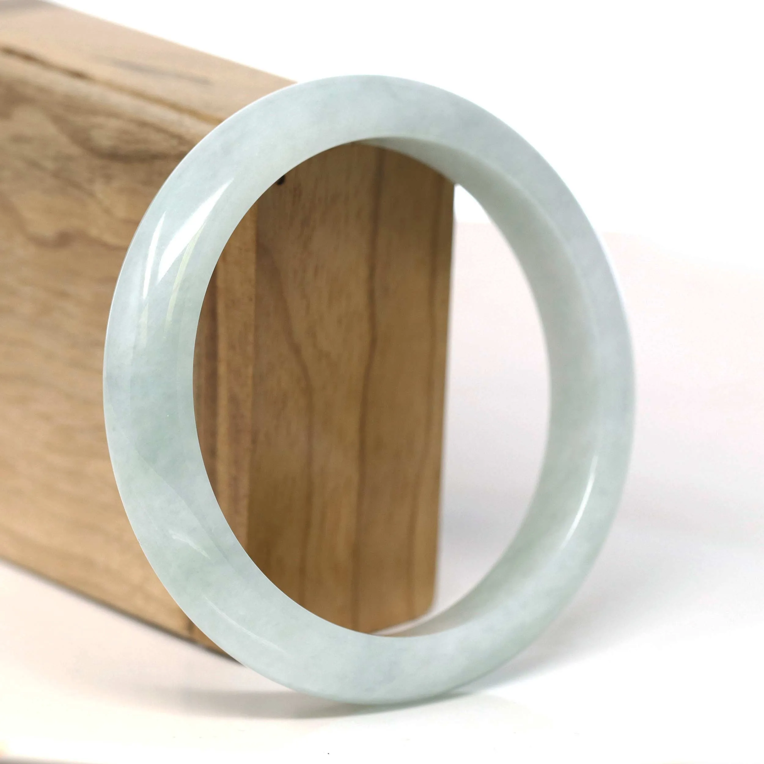 Baikalla Natural Burmese Light Green Jadeite Jade Bangle Bracelet (62.20mm) #T274