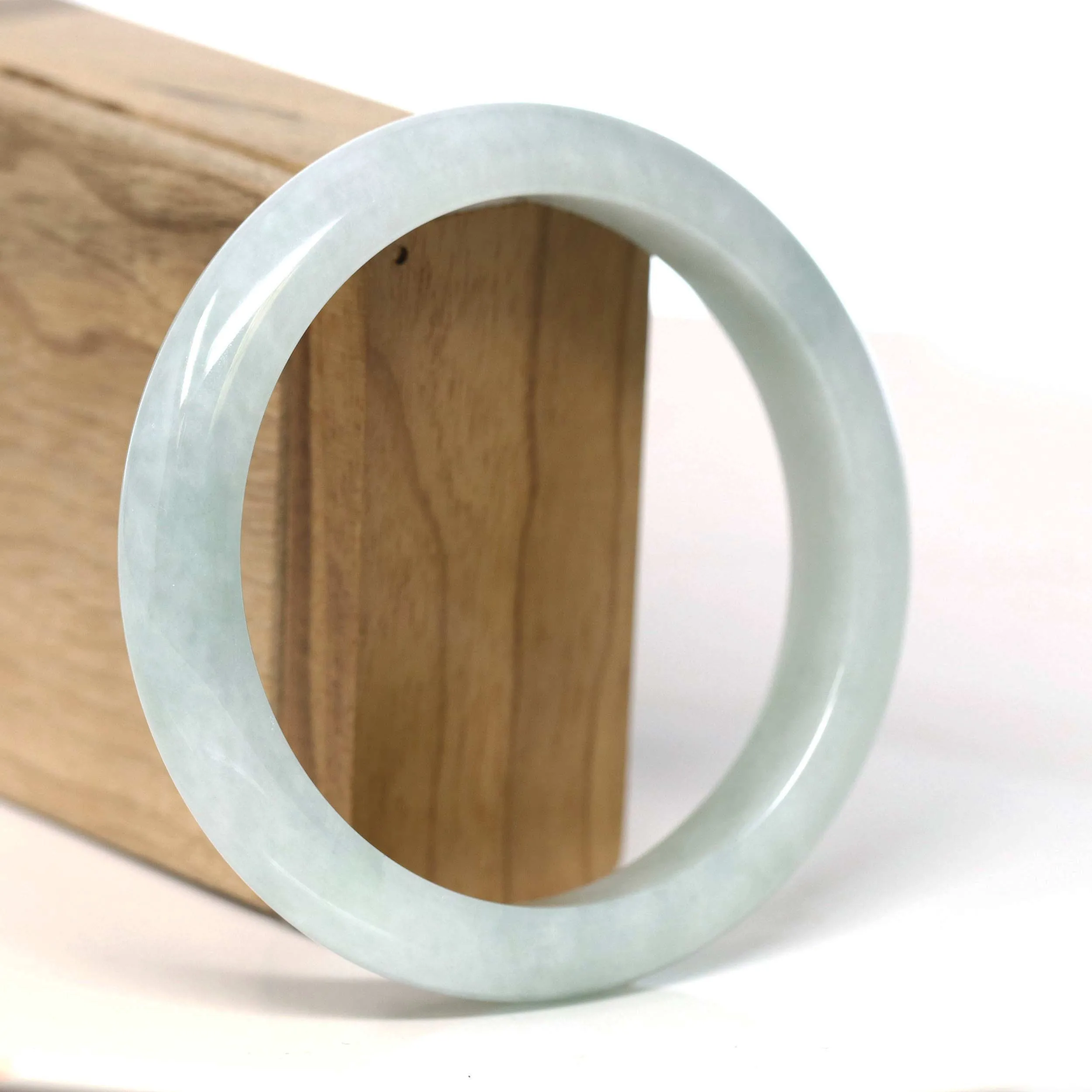 Baikalla Natural Burmese Light Green Jadeite Jade Bangle Bracelet (62.20mm) #T274