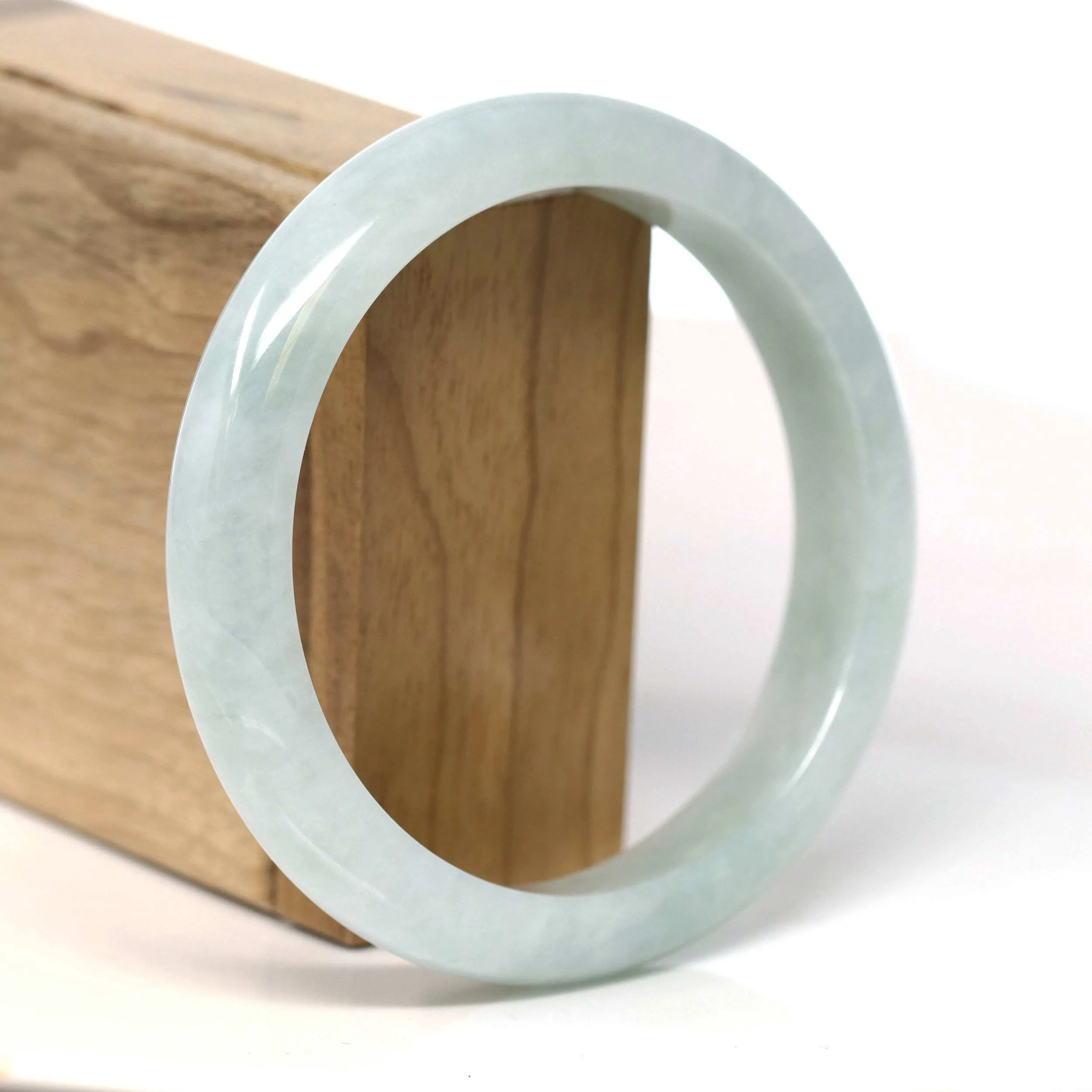 Baikalla Natural Burmese Light Green Jadeite Jade Bangle Bracelet (62.20mm) #T274