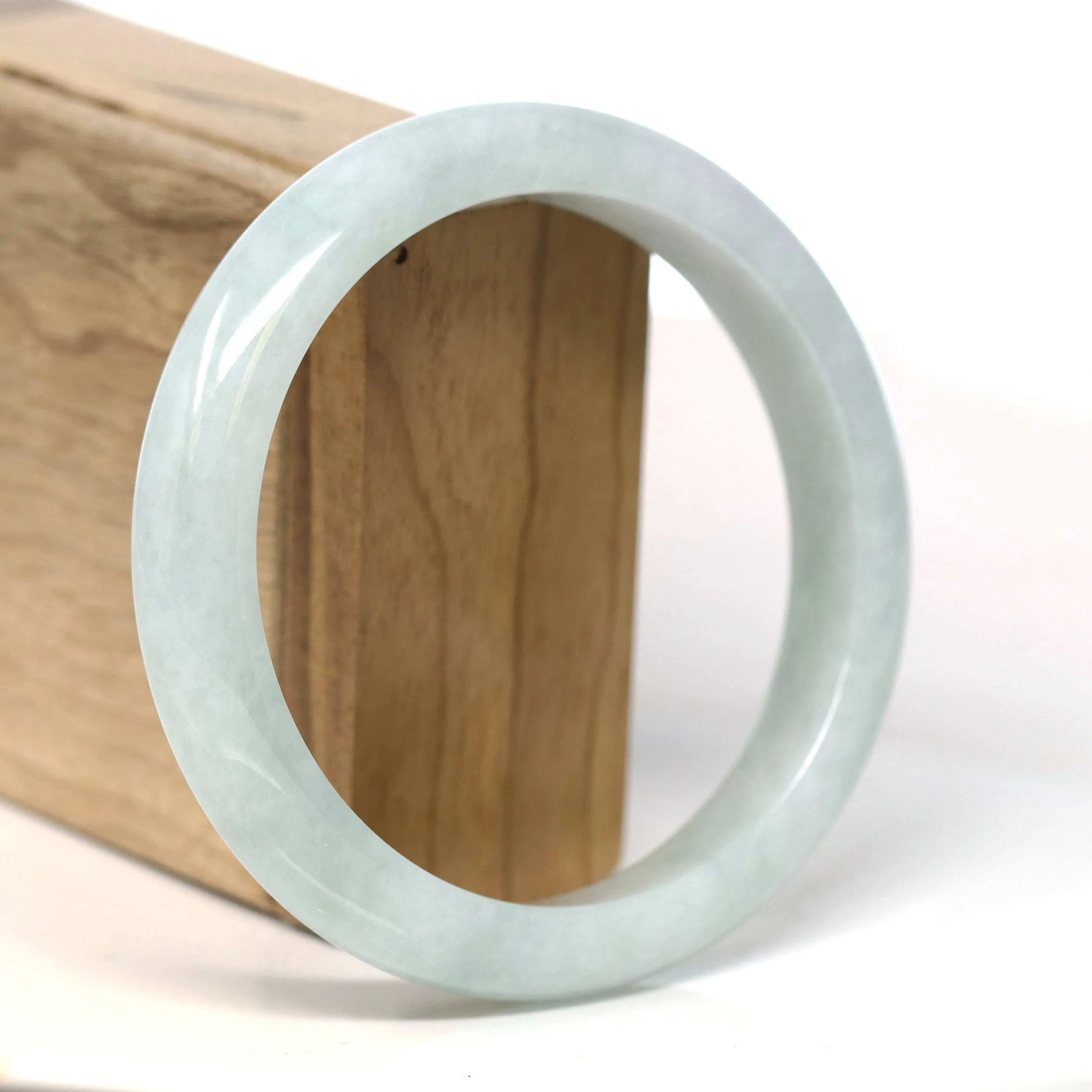 Baikalla Natural Burmese Light Green Jadeite Jade Bangle Bracelet (62.20mm) #T274