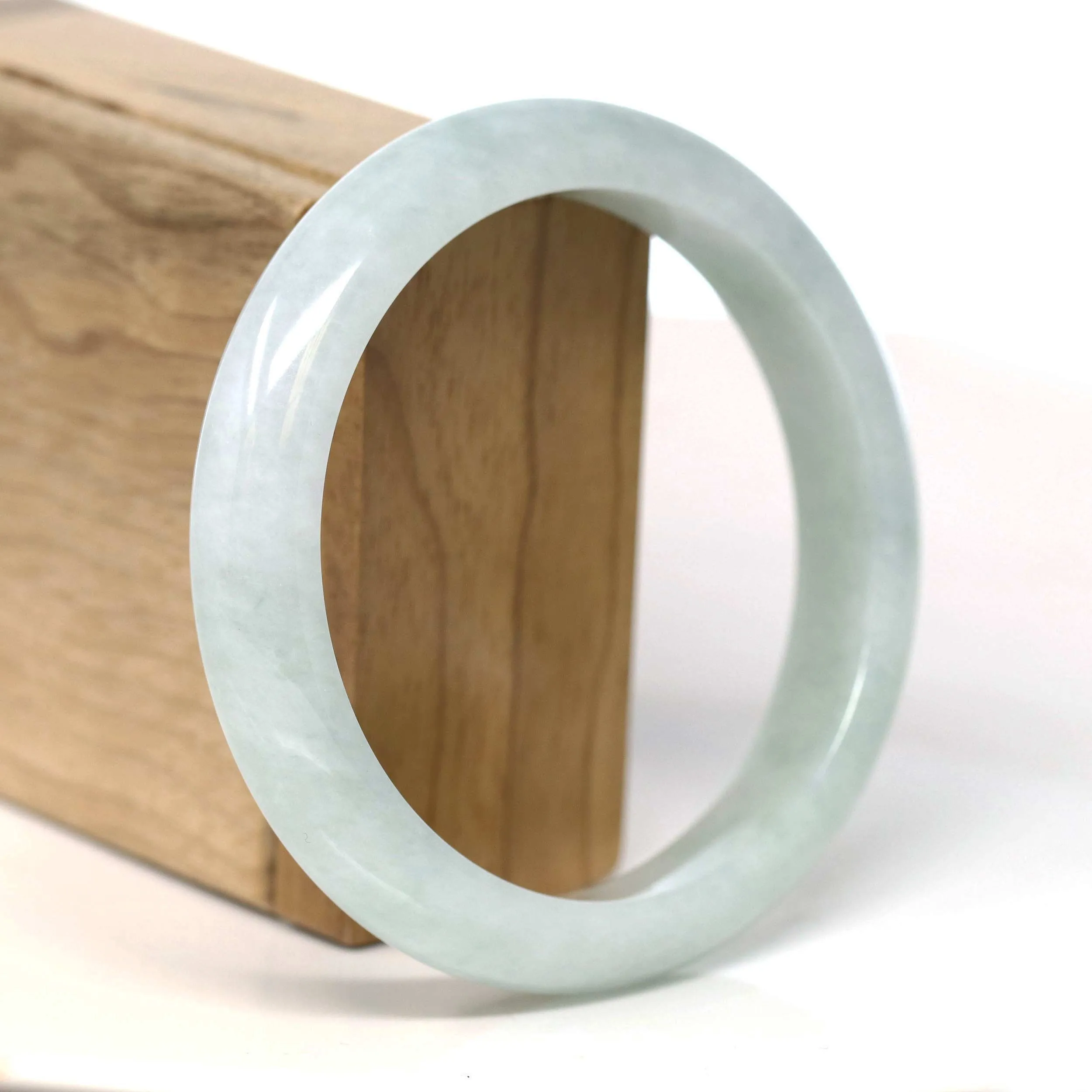 Baikalla Natural Burmese Light Green Jadeite Jade Bangle Bracelet (62.20mm) #T274