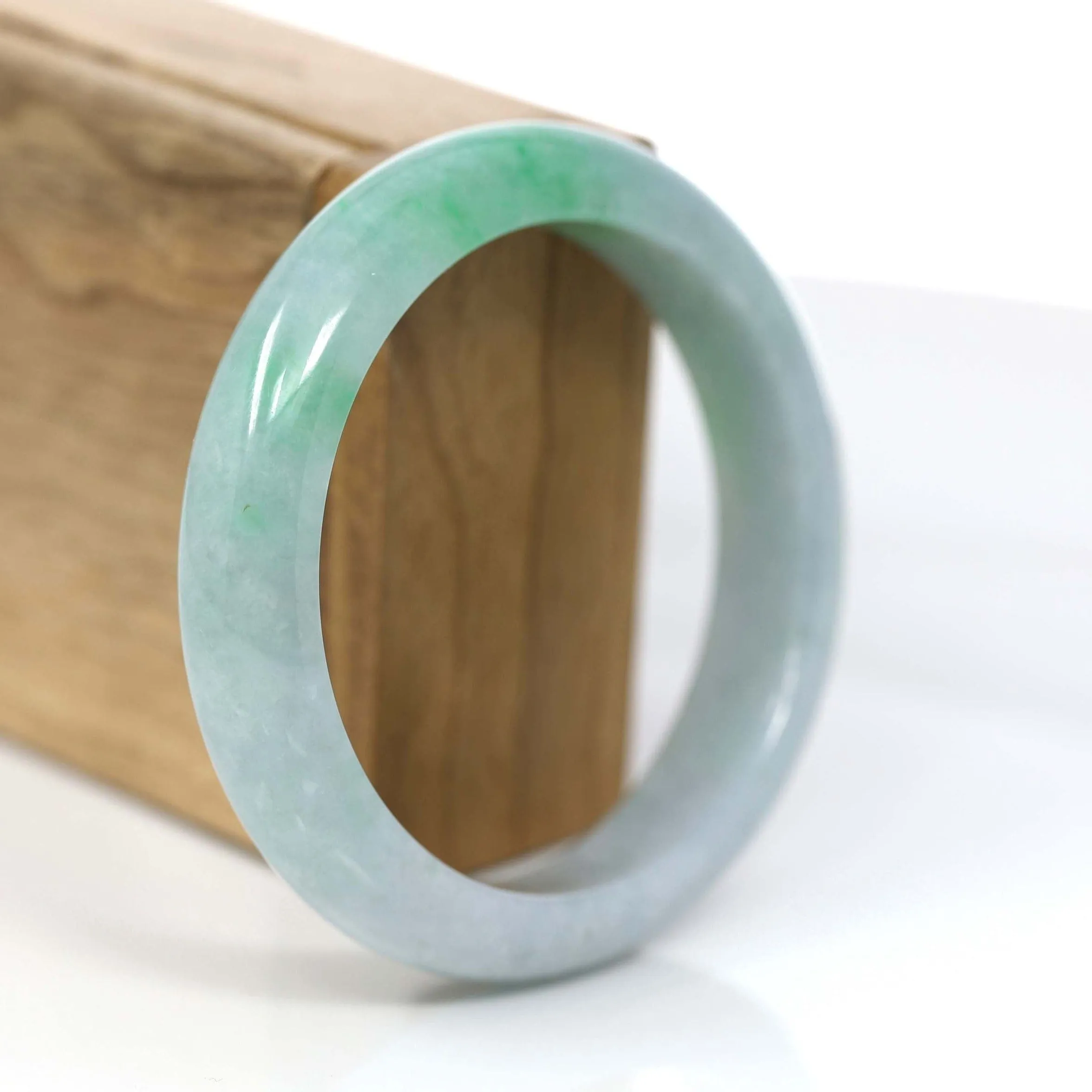 Baikalla™ "Classic Bangle" Genuine Jadeite Jade Apple Green Bangle Bracelet (57.94 mm) #932