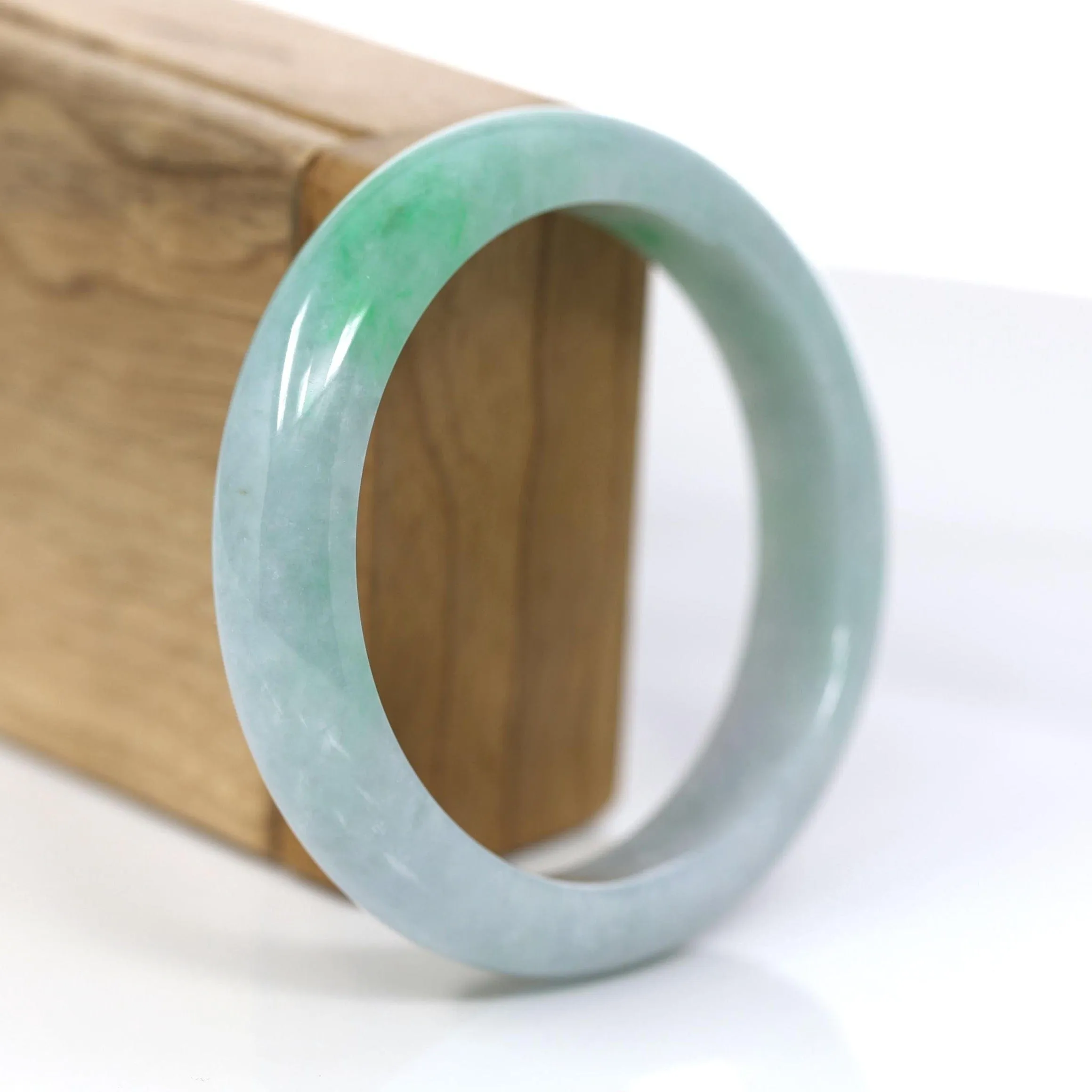 Baikalla™ "Classic Bangle" Genuine Jadeite Jade Apple Green Bangle Bracelet (57.94 mm) #932