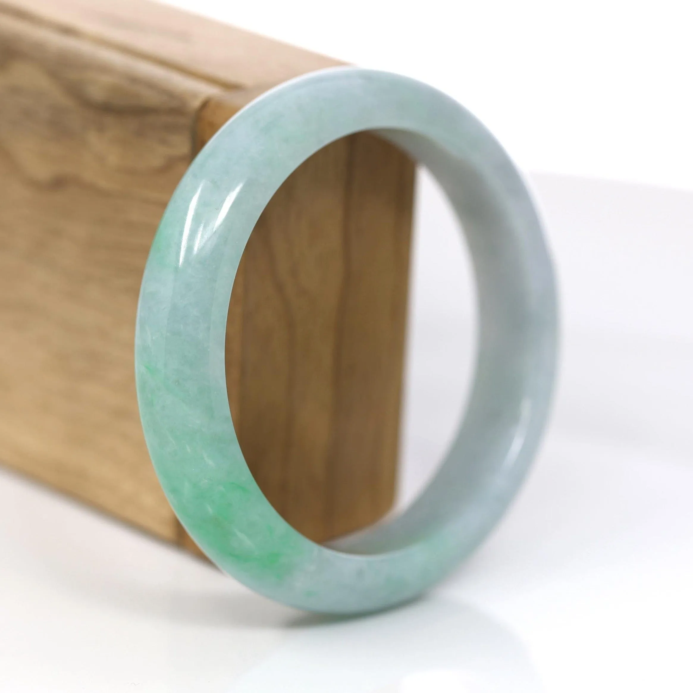Baikalla™ "Classic Bangle" Genuine Jadeite Jade Apple Green Bangle Bracelet (57.94 mm) #932