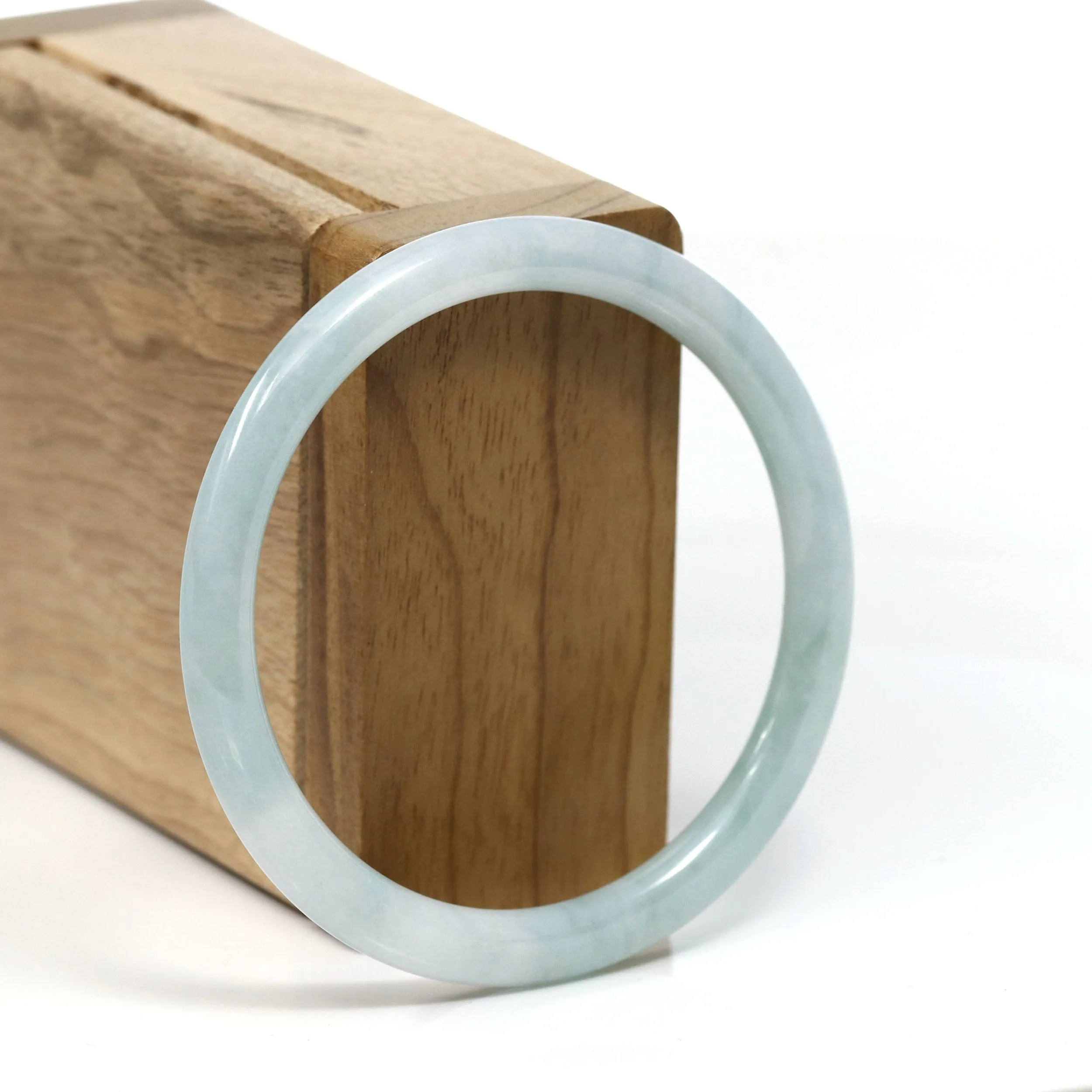 Baikalla "Petite" Natural Burmese White-Green Jadeite Jade Bangle Bracelet (56.01 mm) #T262