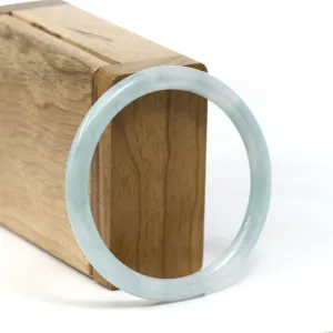 Baikalla "Petite" Natural Burmese White-Green Jadeite Jade Bangle Bracelet (56.01 mm) #T262