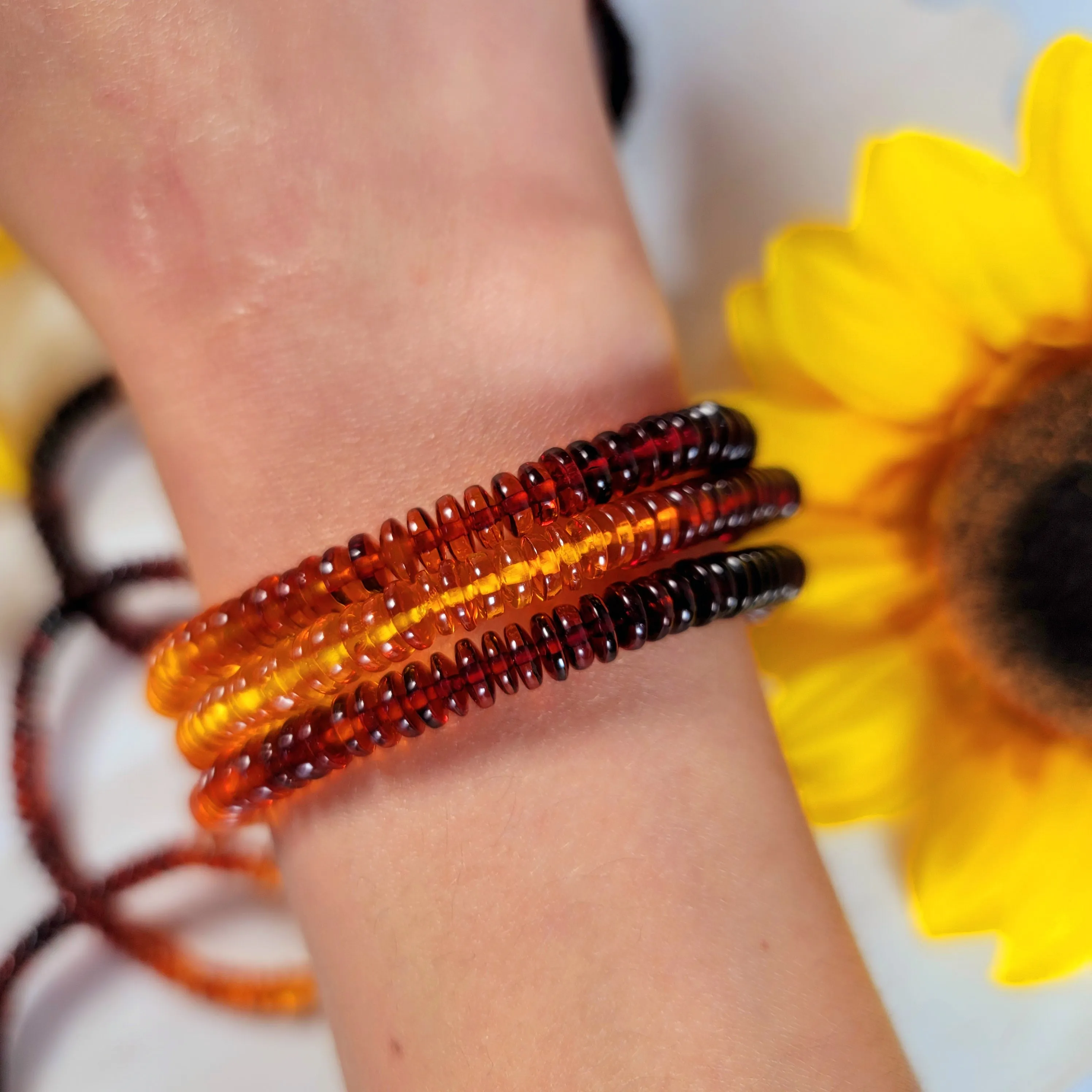 Baltic Amber Waterfall Rondell Bracelet for Joy and Optimism