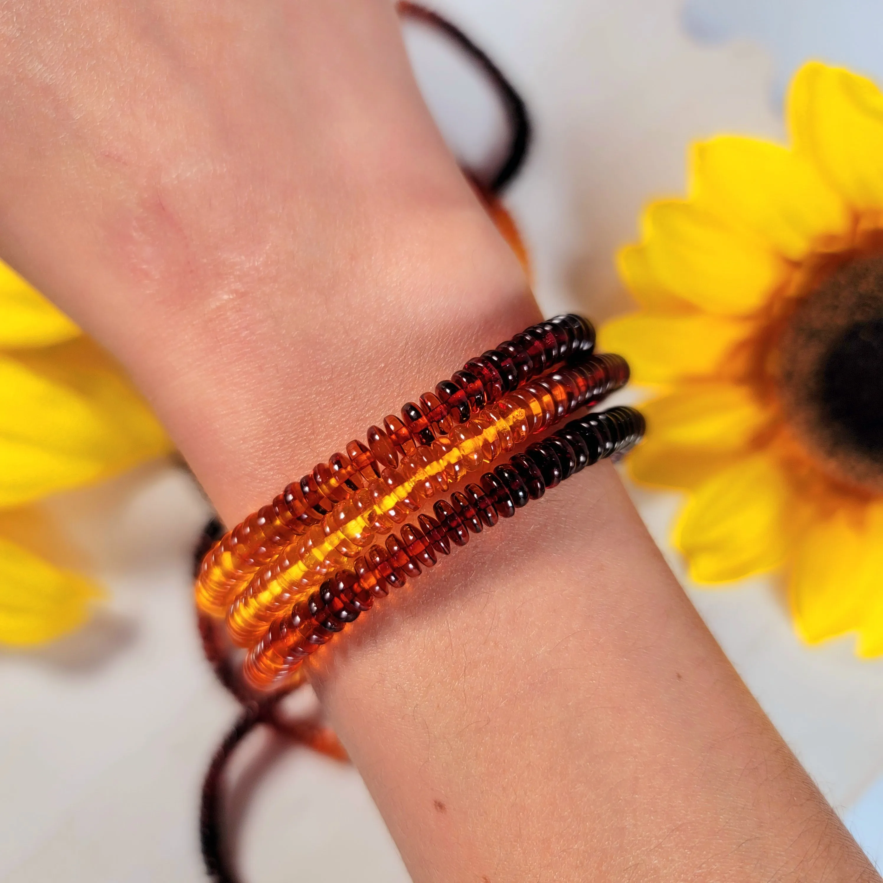 Baltic Amber Waterfall Rondell Bracelet for Joy and Optimism