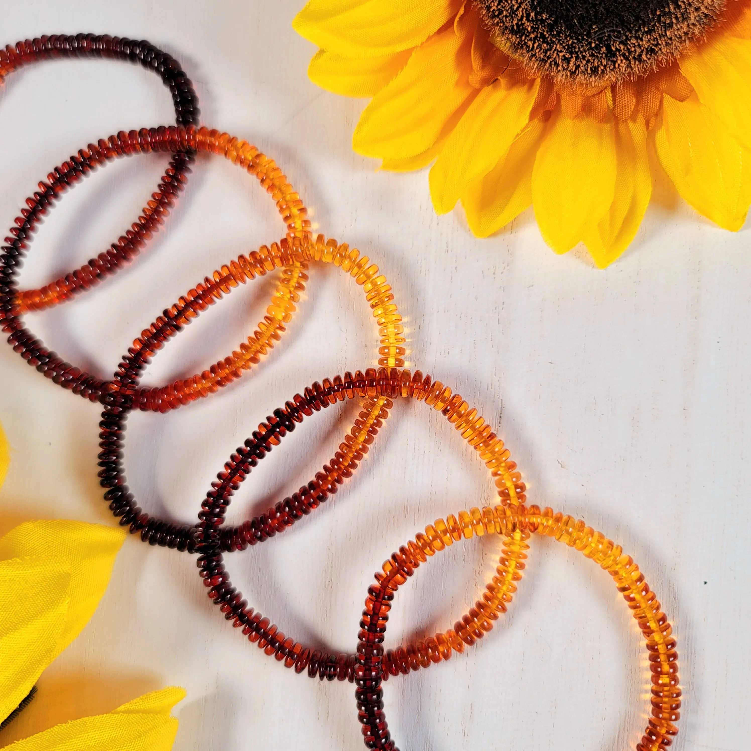Baltic Amber Waterfall Rondell Bracelet for Joy and Optimism