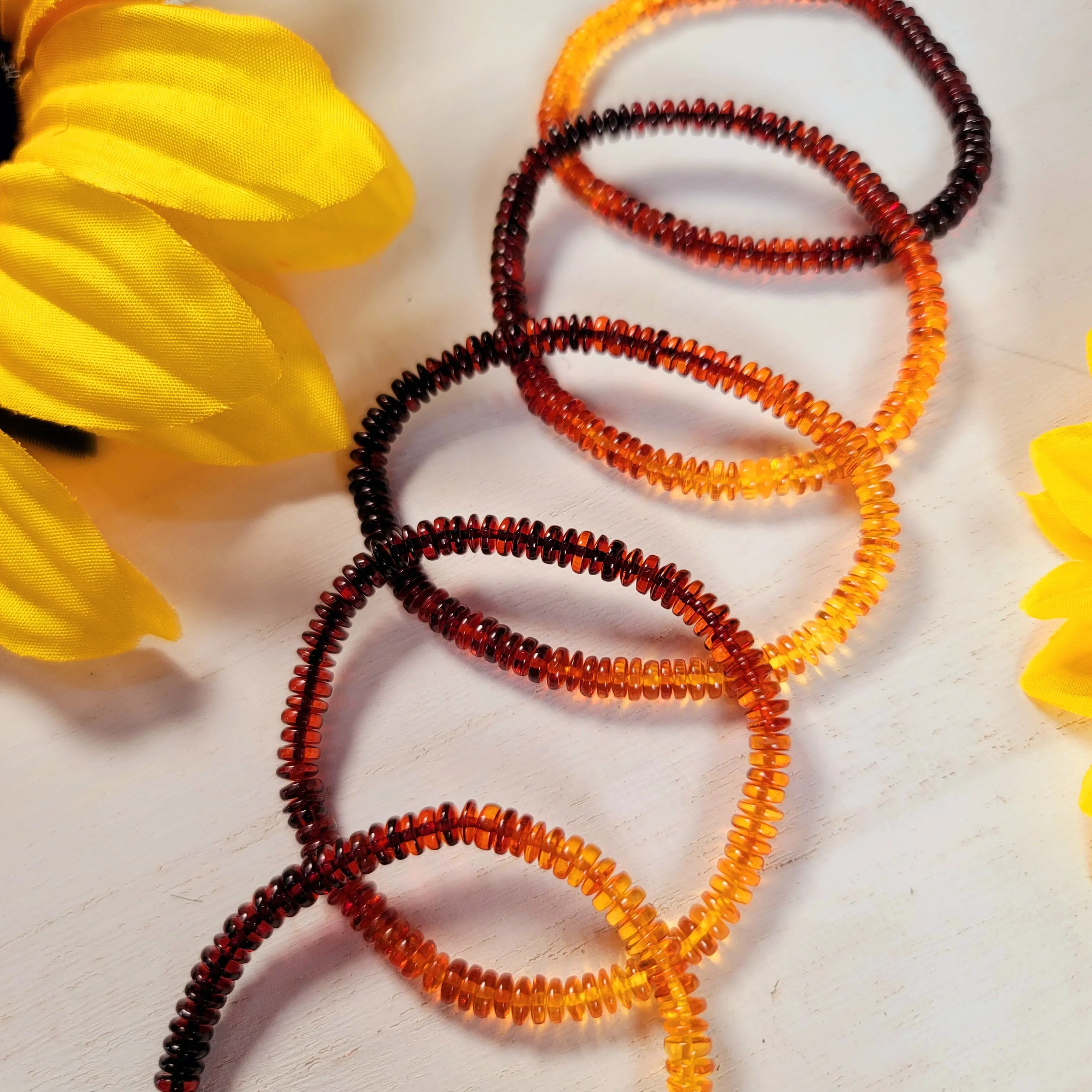 Baltic Amber Waterfall Rondell Bracelet for Joy and Optimism