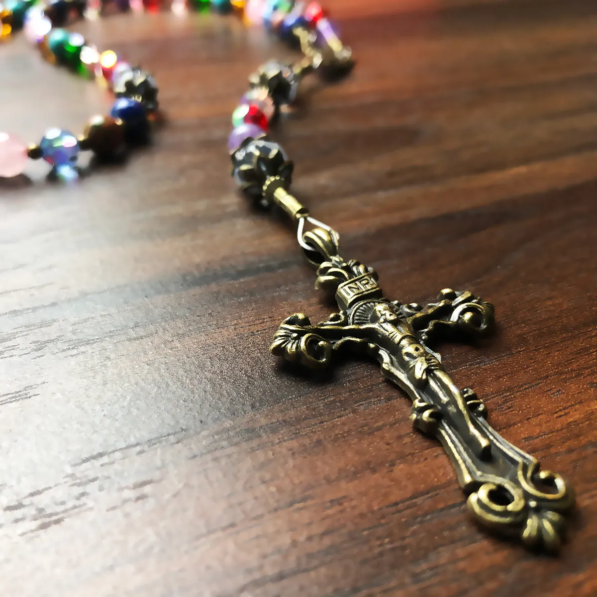 Basilica Window Crystal and Stone Rosary With Miraculous Medal by Catholic Heirlooms - Confirmation - Holy Communion Gift - Rosary Necklace