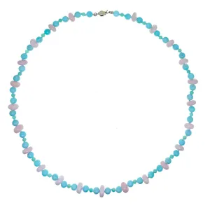 Beaded Pink Opal, Amazonite and Chrysoprase Necklace