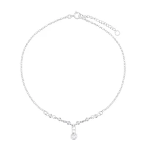 Beginnings Sterling Silver Clear Swarovski Crystal Cubic Zirconia Ankle Chain K196C