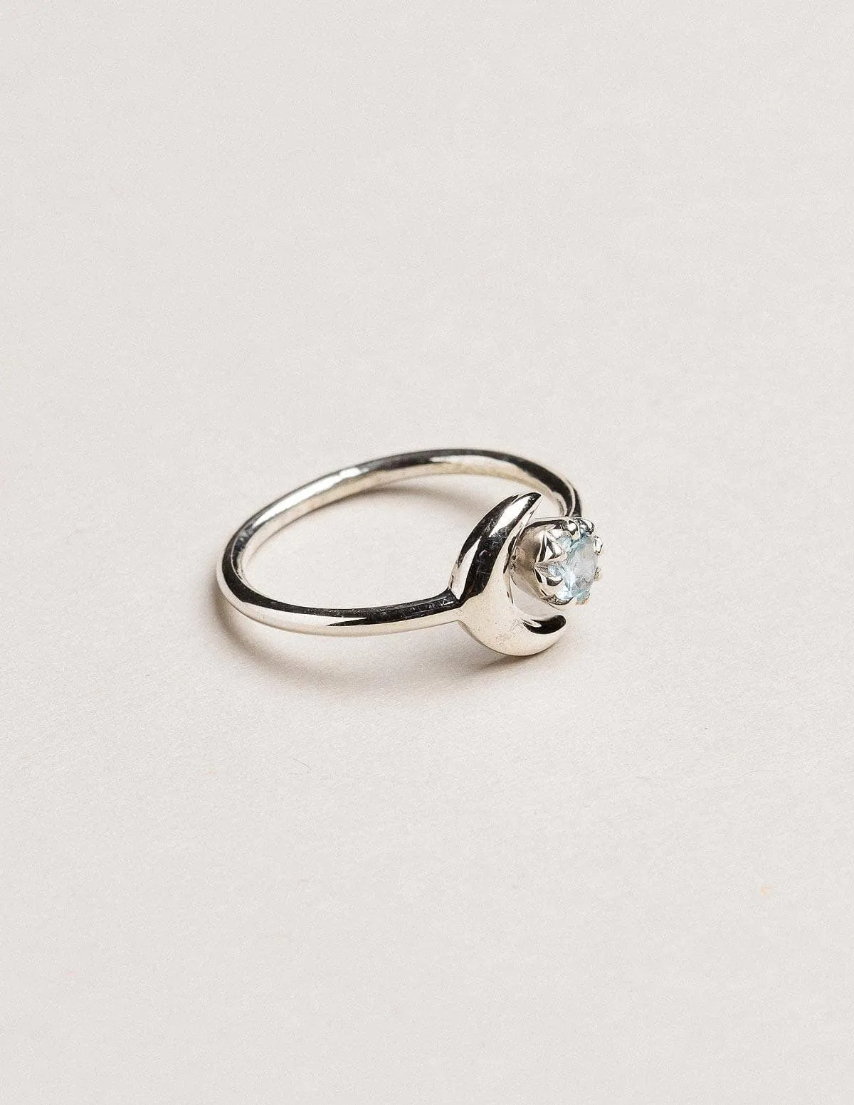 Blue Topaz Silver Moon Ring