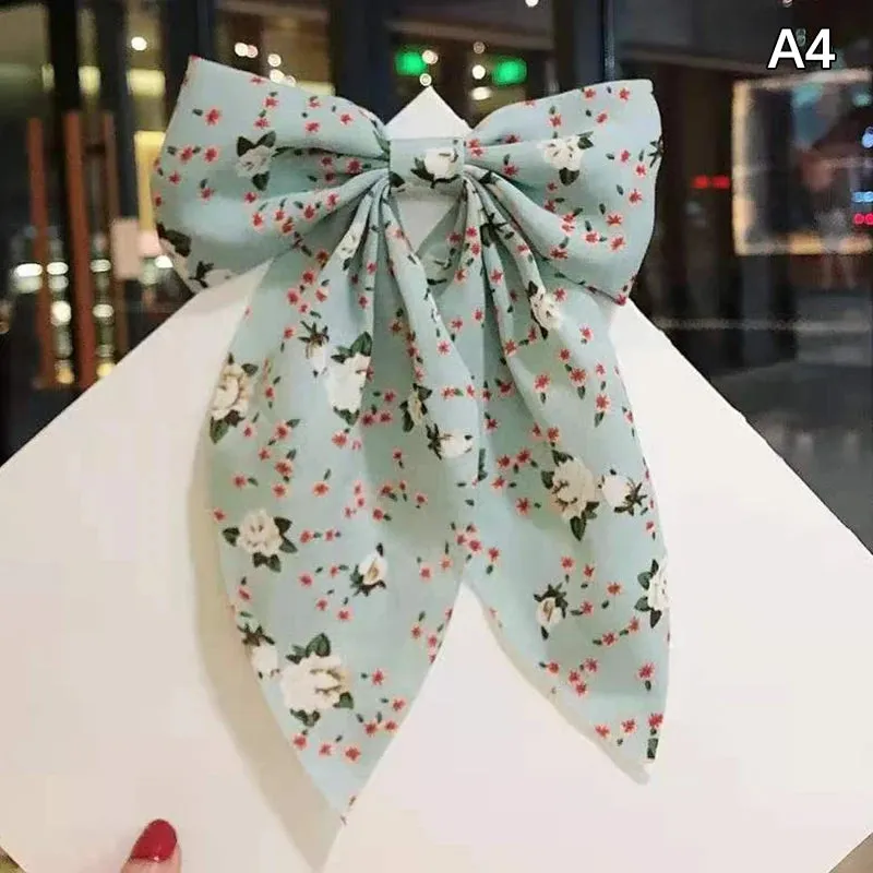 Bow Hair Clip Korea Fashion Style Big Bow Ribbon Hair Tie Small Fresh Floral Hairpin Bowknot Hair Duckbill Clip Accessories