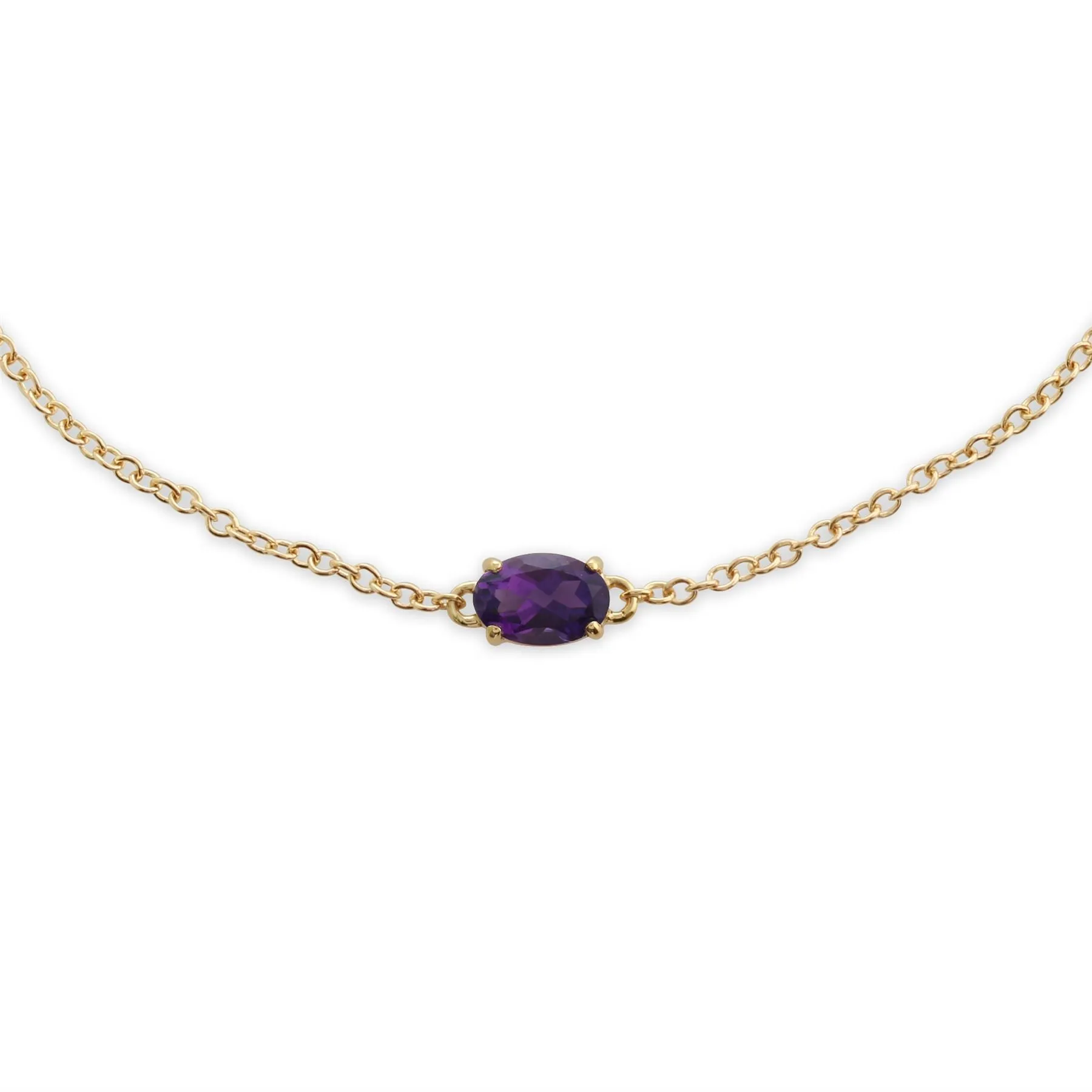 Bracelet Classique Or Jaune 375 Améthyste Ovale