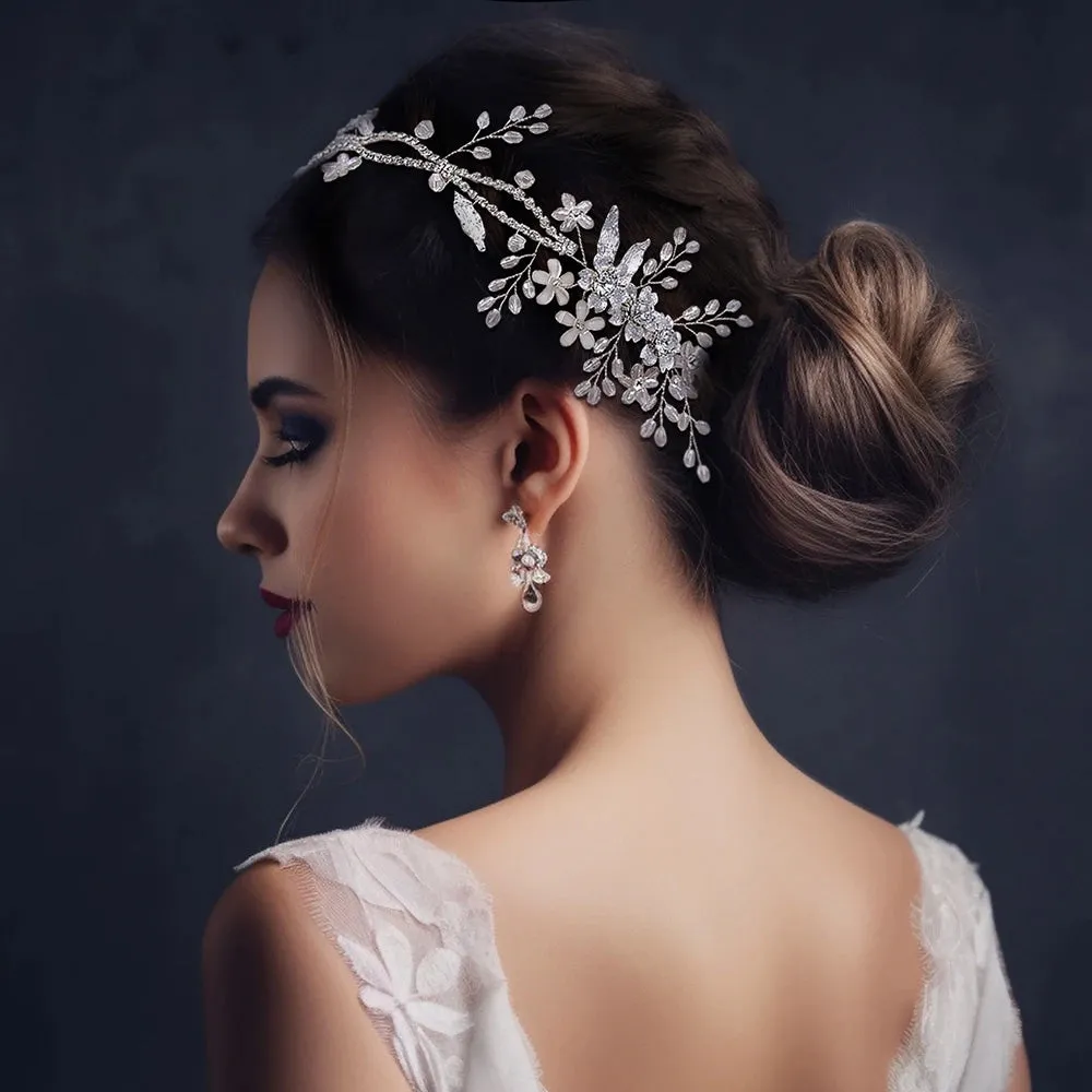 Bridal Beauty: Flower and Leaf Hair Vine Headband