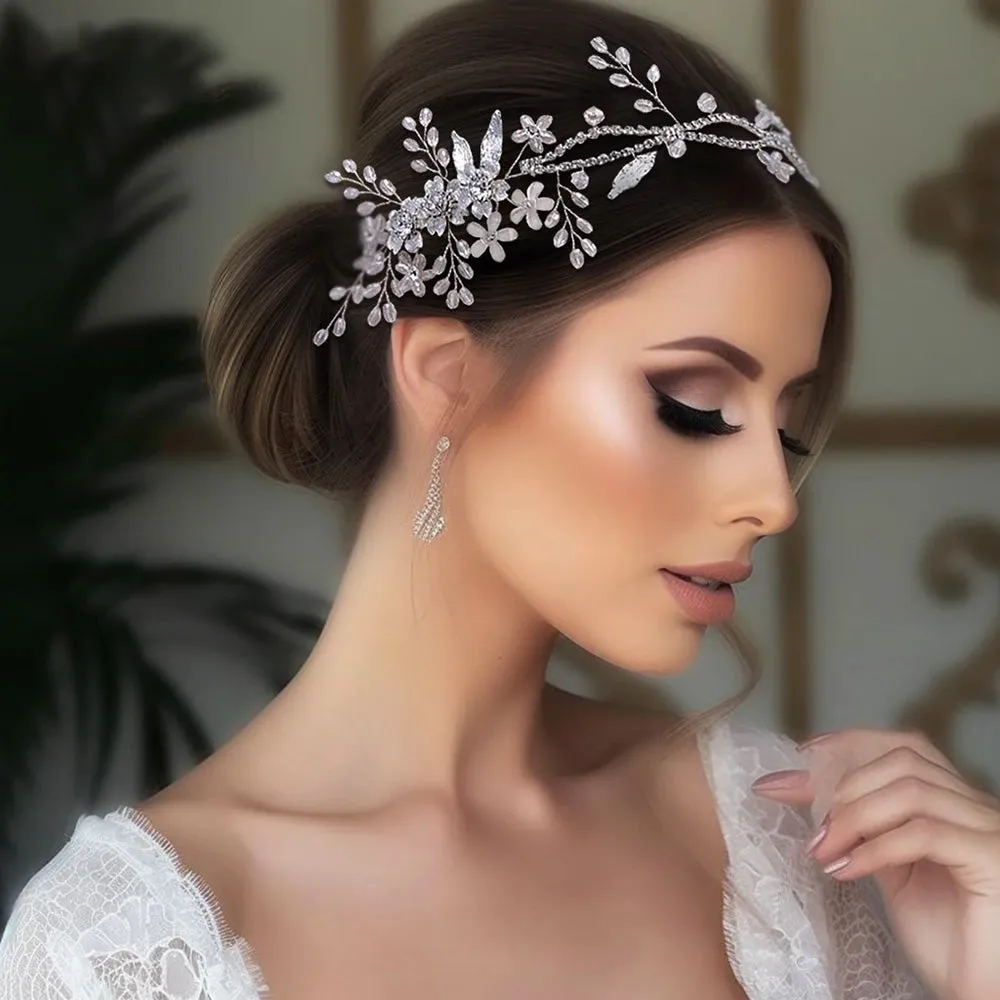 Bridal Beauty: Flower and Leaf Hair Vine Headband