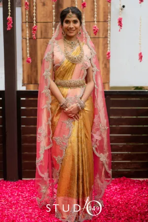BRIDAL MUHURTAM SAREE IN PINK AND GOLD