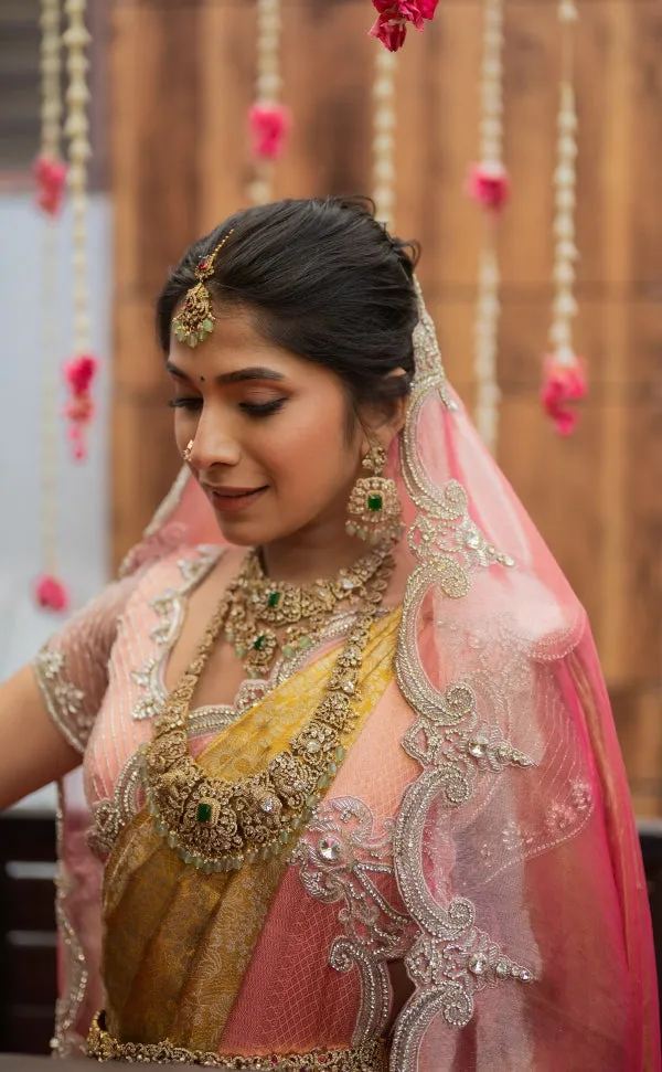 BRIDAL MUHURTAM SAREE IN PINK AND GOLD