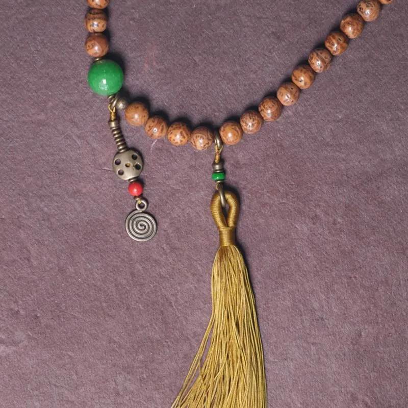 Buddha Stones 108 Mala Beads Bodhi Seed Wisdom Peace Tassel Bracelet