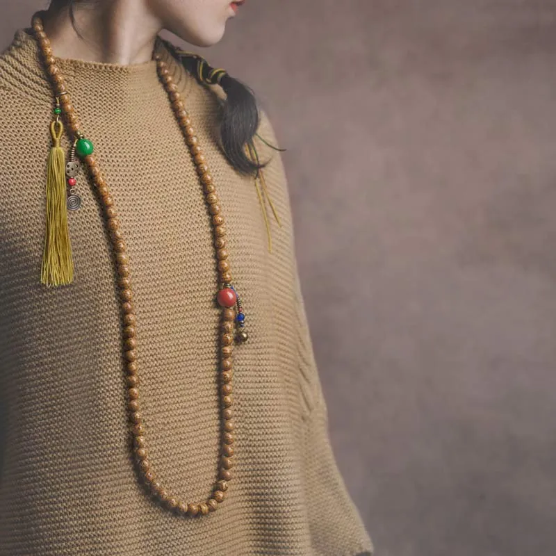 Buddha Stones 108 Mala Beads Bodhi Seed Wisdom Peace Tassel Bracelet