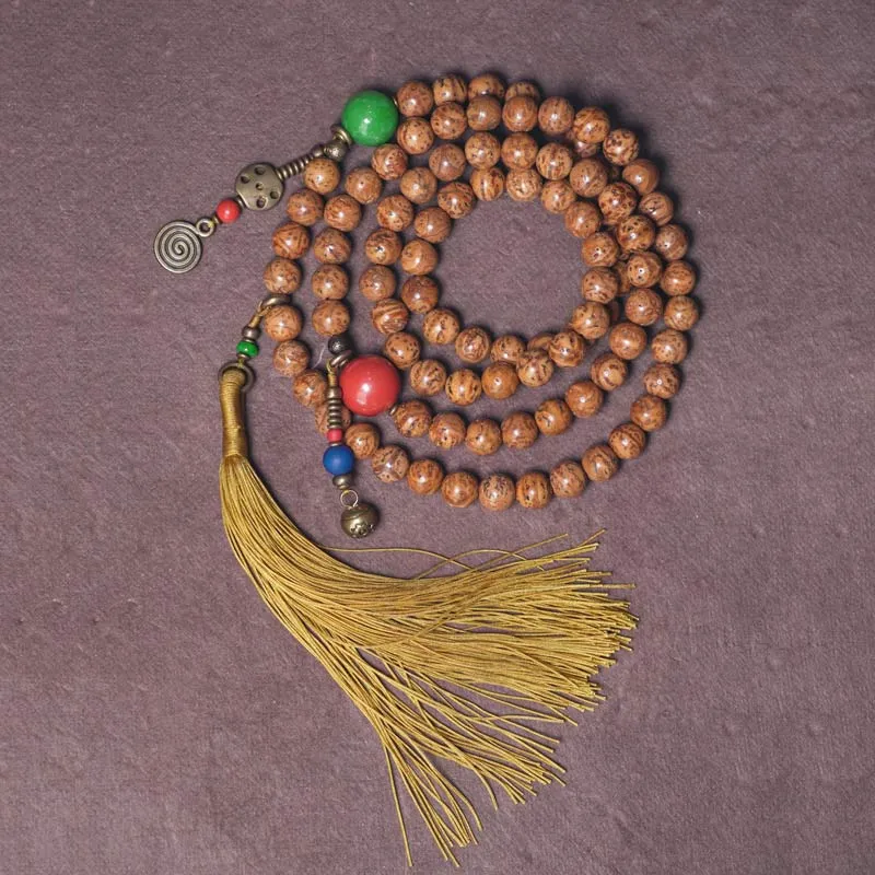 Buddha Stones 108 Mala Beads Bodhi Seed Wisdom Peace Tassel Bracelet