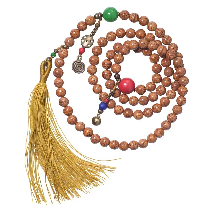 Buddha Stones 108 Mala Beads Bodhi Seed Wisdom Peace Tassel Bracelet