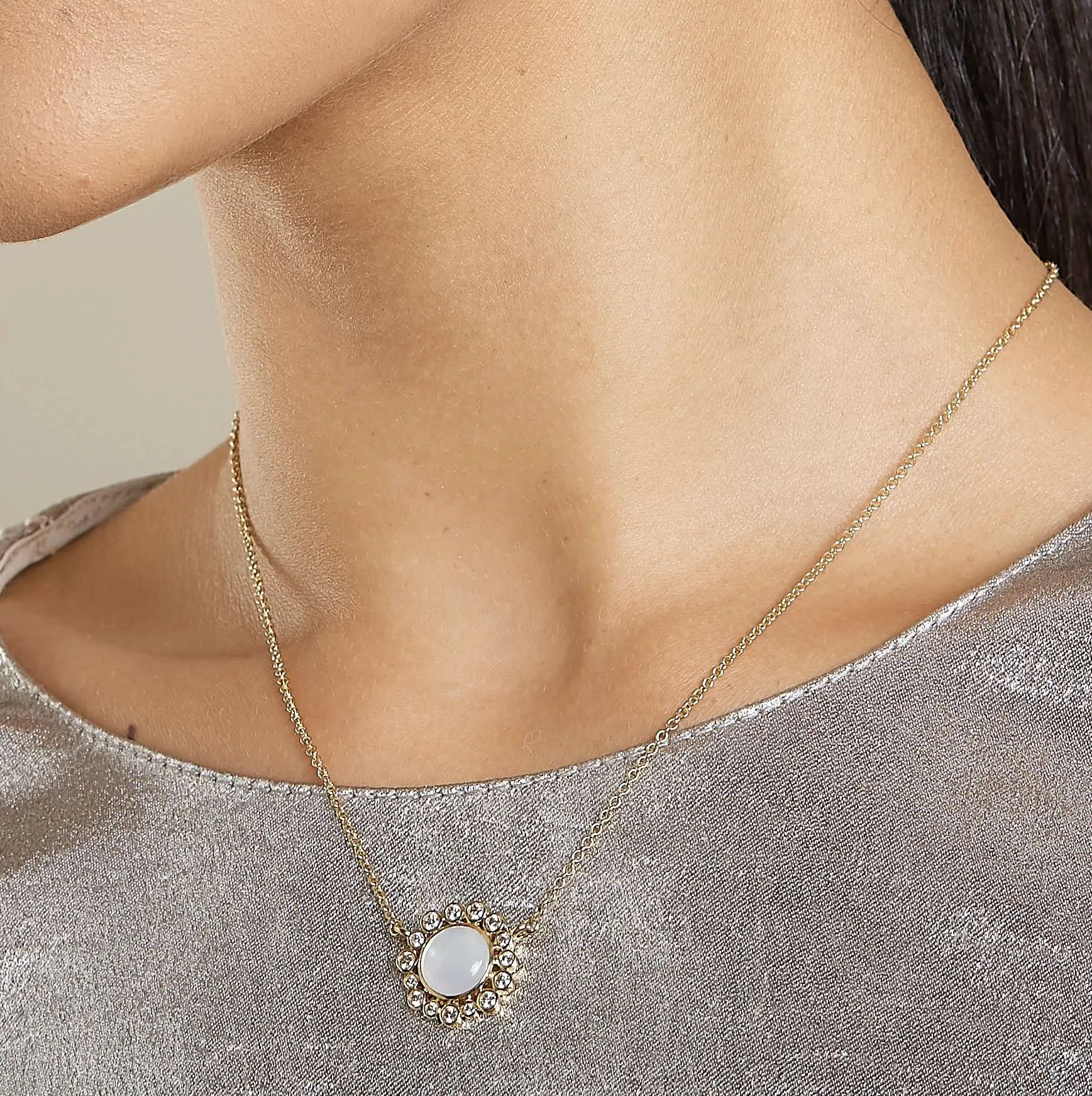 Cabochon Diamond Cluster Necklace
