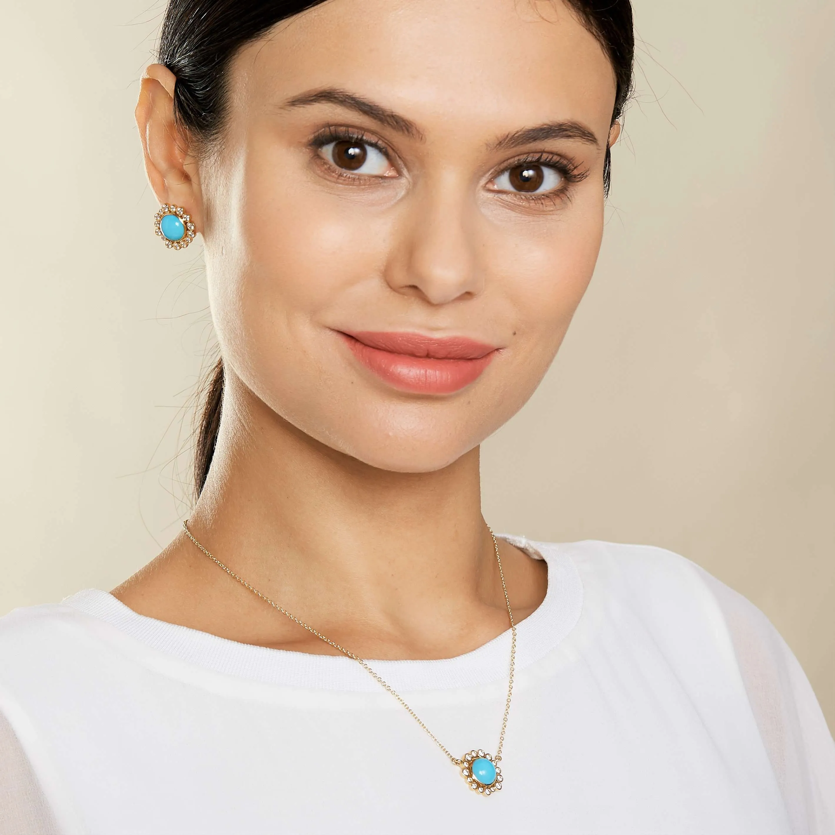 Cabochon Diamond Cluster Necklace