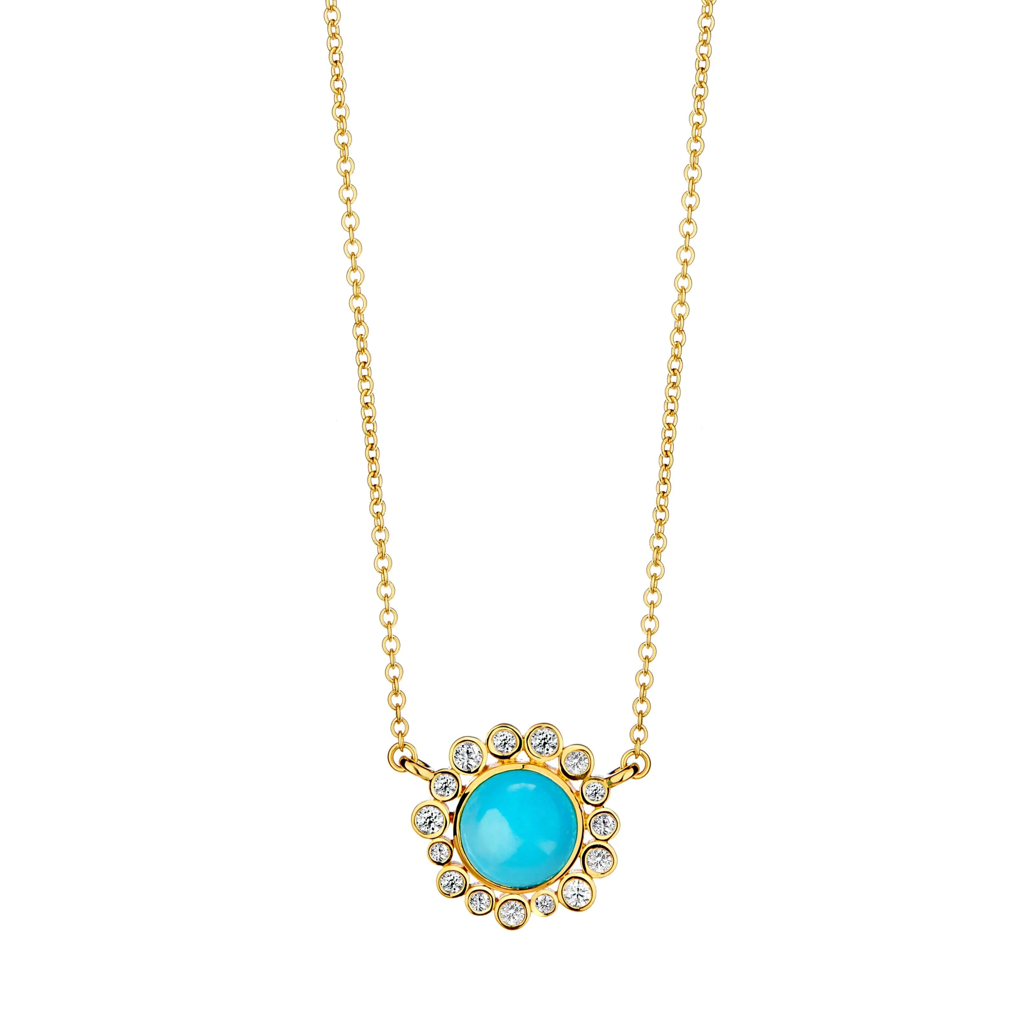 Cabochon Diamond Cluster Necklace