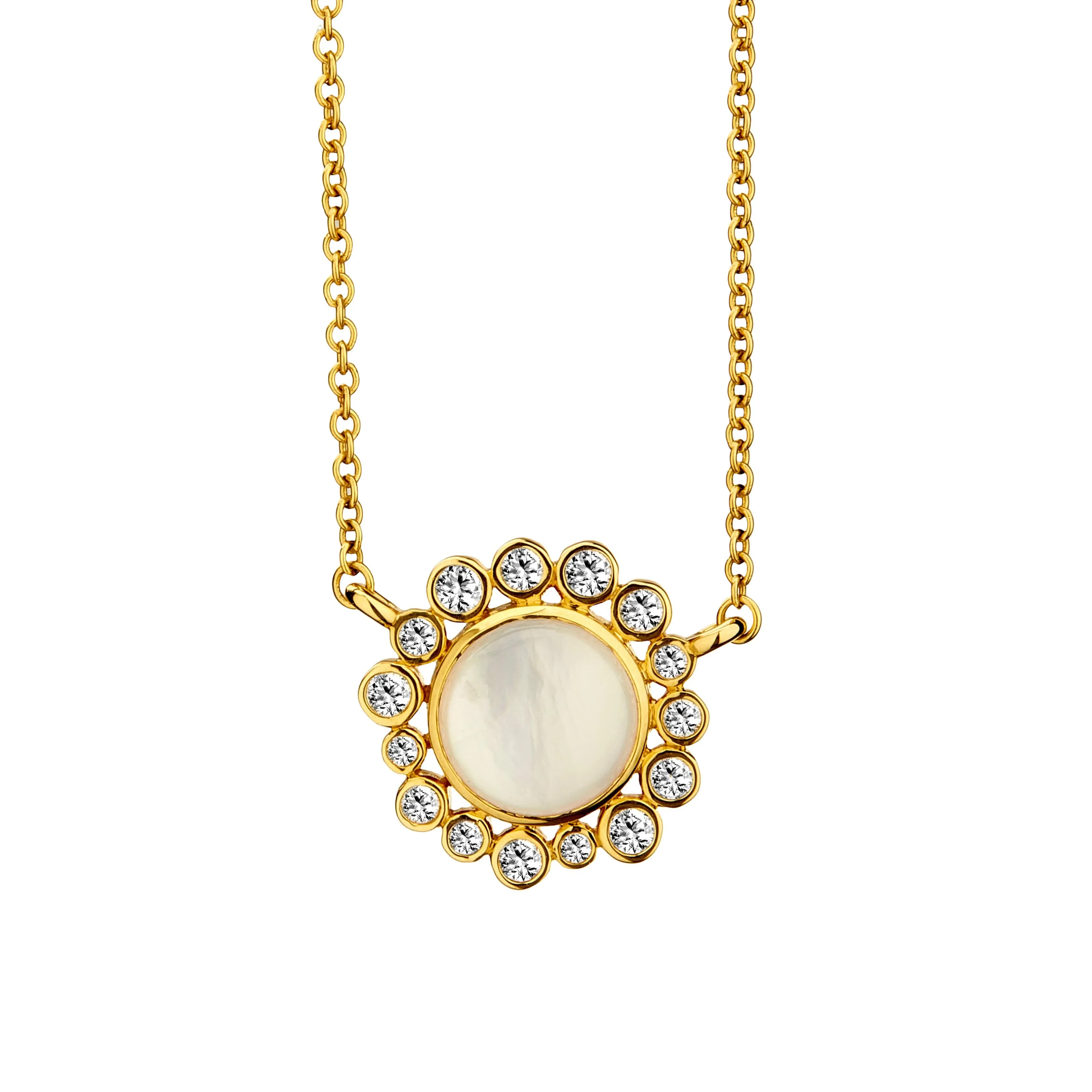 Cabochon Diamond Cluster Necklace
