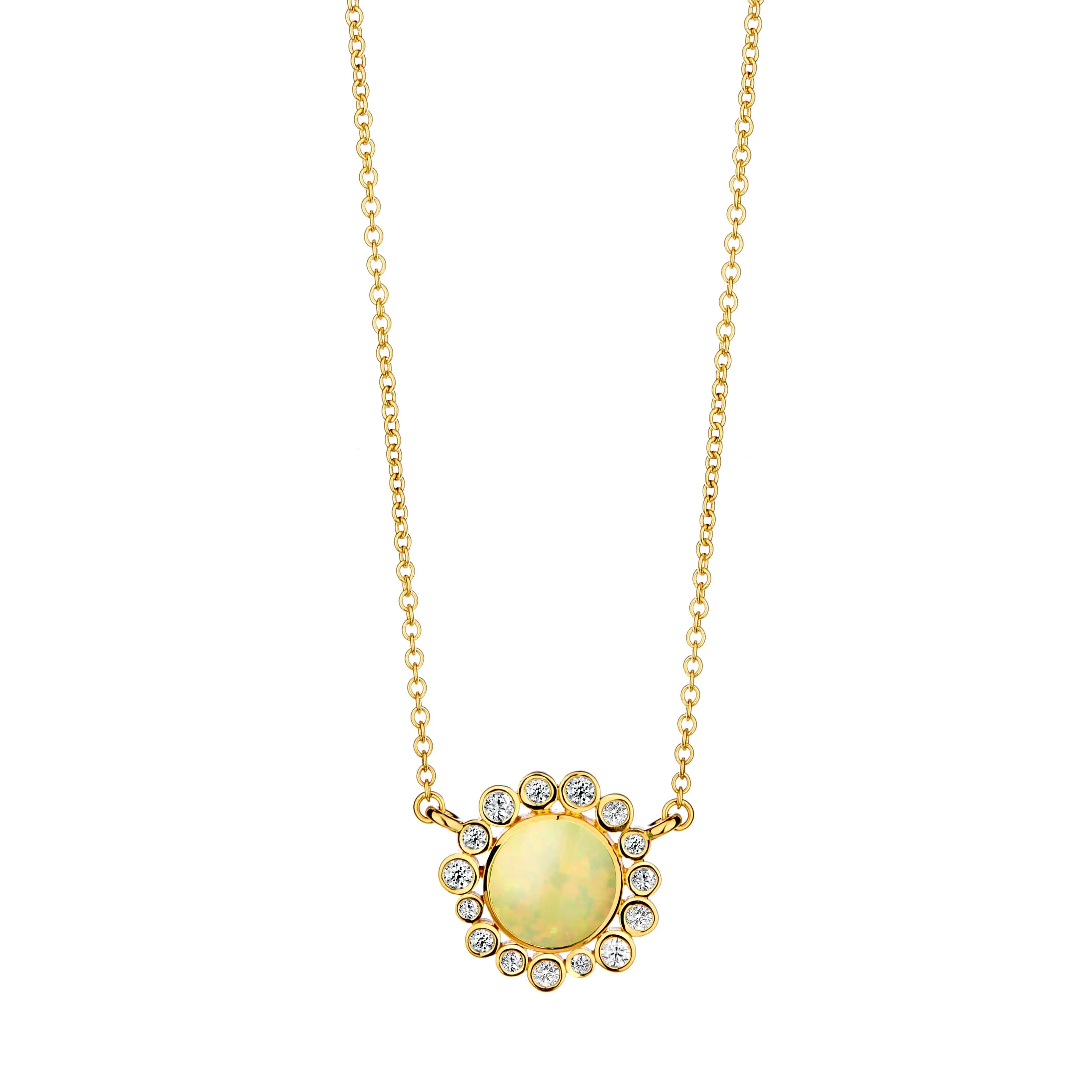 Cabochon Diamond Cluster Necklace