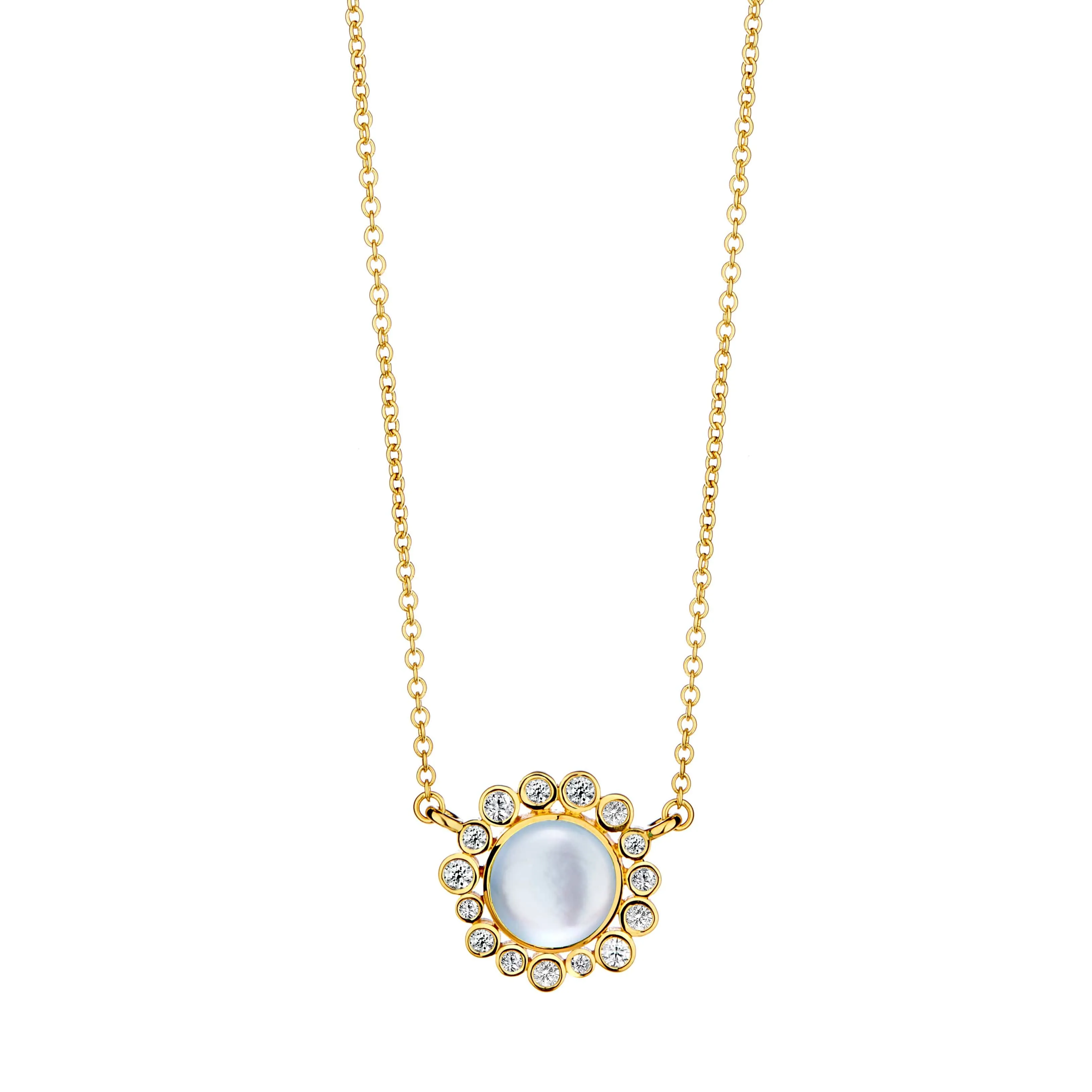 Cabochon Diamond Cluster Necklace