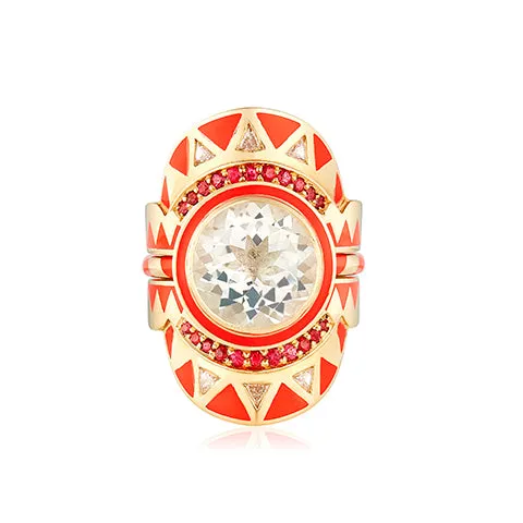 Candy Lacquer Totem Stack Ring in White Topaz